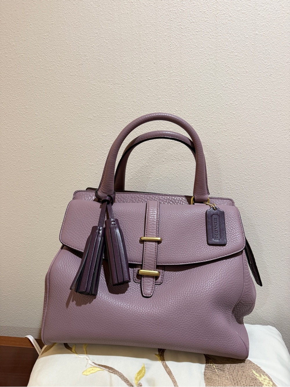 Coach Vintage Legacy North South Satchel - Pebbled Leather Lavender